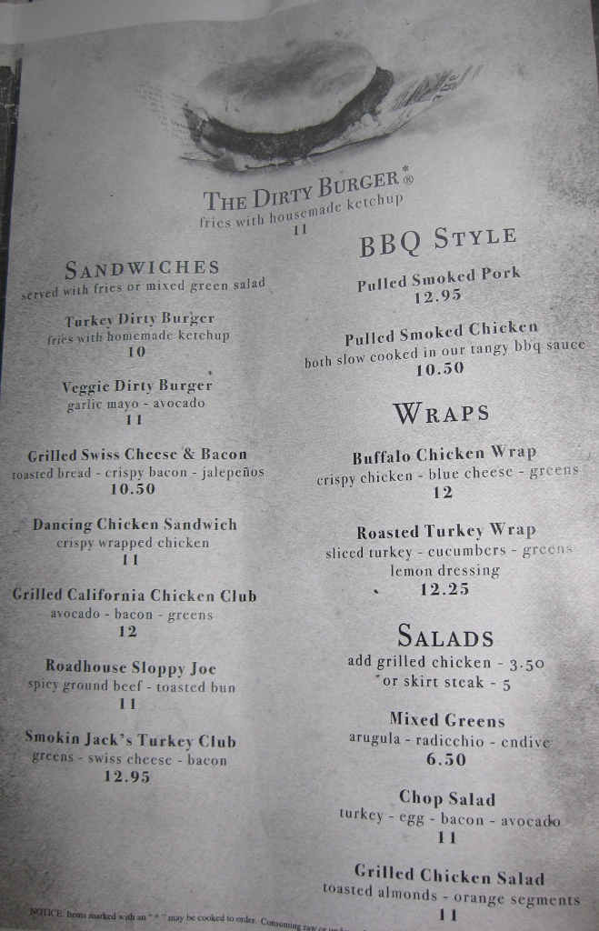 Thunder Jackson's Menu Page 2
