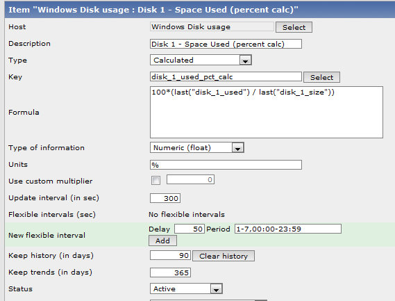 Windows disk usage percent