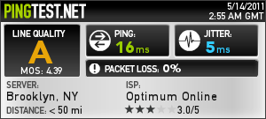 Optimum Online Boost Pingtest.net latency test 2011-05-13